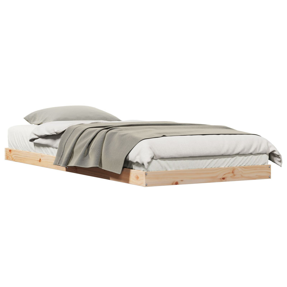 Floor Bed Frame White 100X220 Cm Solid Wood Pine