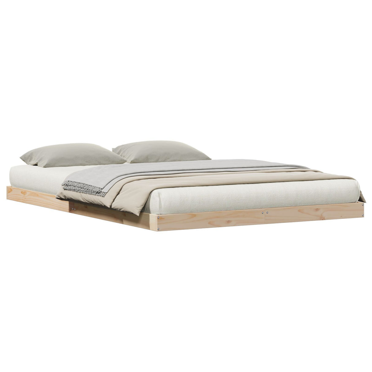 Floor Bed Frame White 140X220 Cm Solid Wood Pine