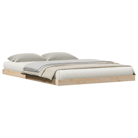 Floor Bed Frame White 140X220 Cm Solid Wood Pine