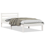 Bed Frame With Headboard White 80X210 Cm Solid Wood Pine