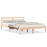 Bed Frame With Headboard 140X220 Cm Solid Wood Pine