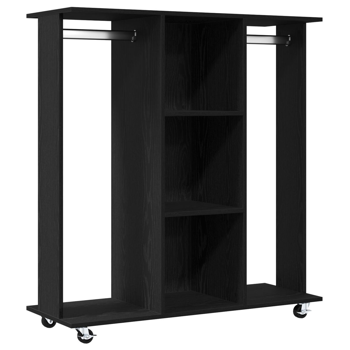 Wardrobe With Wheels Black Oak 102X38X110 Cm Engineered Wood