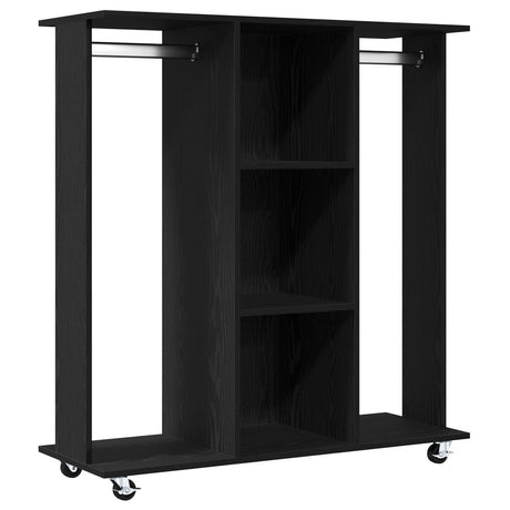 Wardrobe With Wheels Black Oak 102X38X110 Cm Engineered Wood