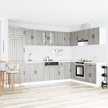 Lucca Kitchen Cabinet With Double Basins - Grey Sonoma Engineered Wood