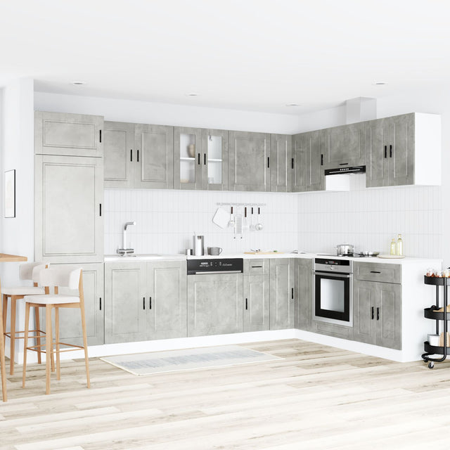 Sink Base Cabinet &quot;Porto&quot; With Sink Concrete Grey 80X46X84,5 Cm Engineered Wood