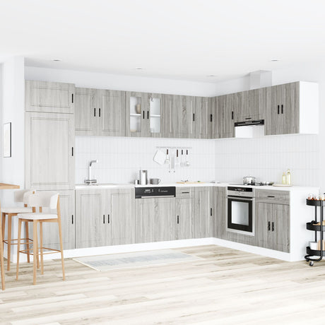 Sink Base Cabinet &quot;Porto&quot; With Sink Grey Sonoma 80X46X84,5 Cm Engineered Wood