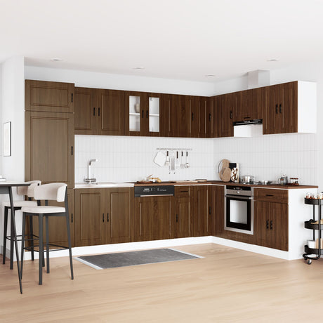 Sink Base Cabinet &quot;Porto&quot; With Sink Brown Oak 80X46X84,5 Cm Engineered Wood