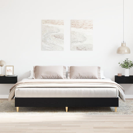 Bed Frame Black Oak 160X200 Cm Engineered Wood