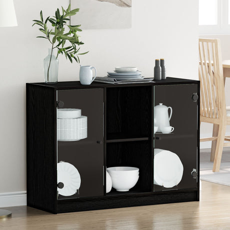 Sideboard Black Oak 102X37X75,5 Cm Engineered Wood