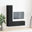 3 Piece Wall-Mounted Tv Cabinet Set Black Oak Engineered Wood