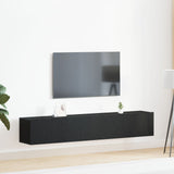 2 Piece Tv Cabinet Set Black Engineered Wood