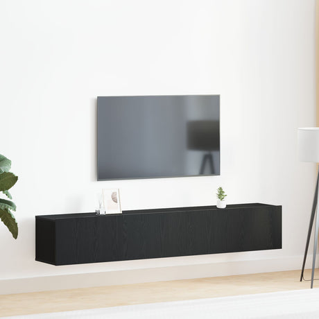2 Piece Tv Cabinet Set Black Engineered Wood