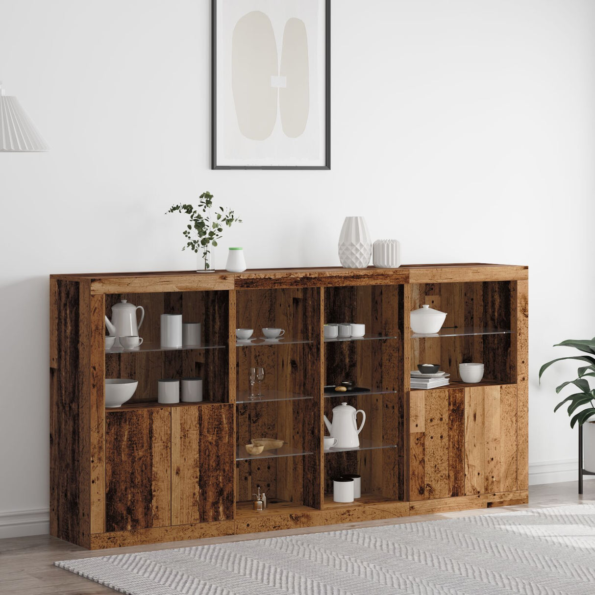 Sideboard With Led Lights 202X37X100 Cm