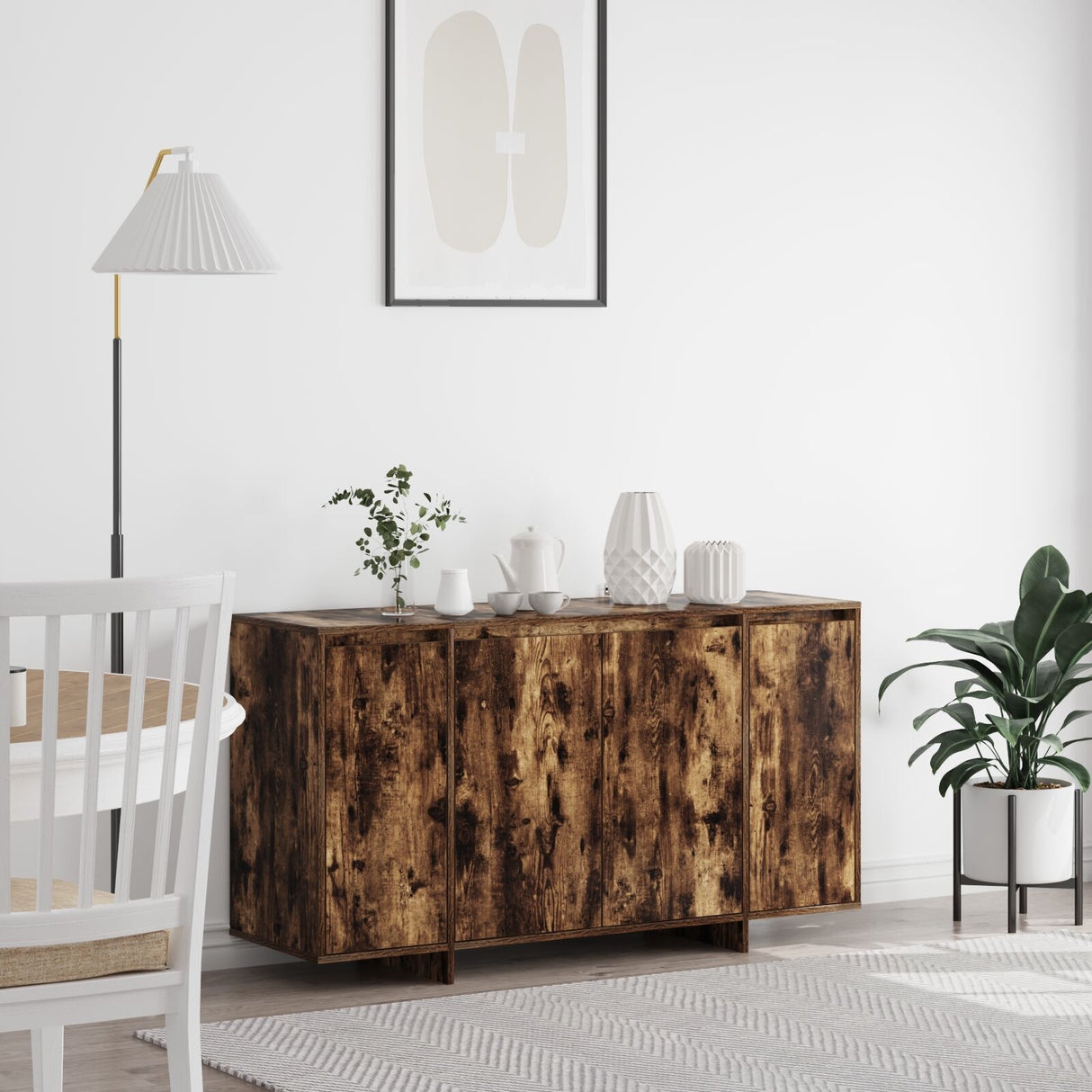 Grey Sideboard Engineered Wood 135 X 41 X 75 Cm