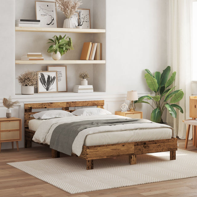 Wood Bed Frame Old Wood Solid Reclaimed Wood 140 X 200 Cm
