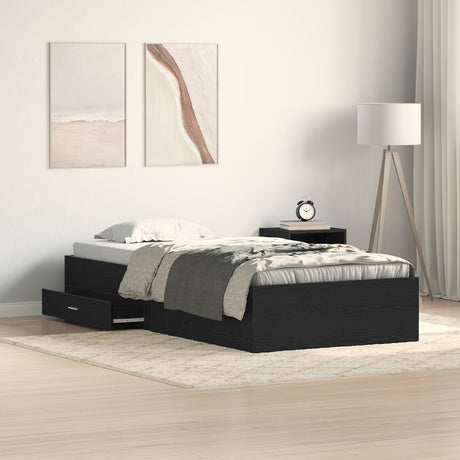 Bed Frame Black Oak 100X200 Cm Engineered Wood