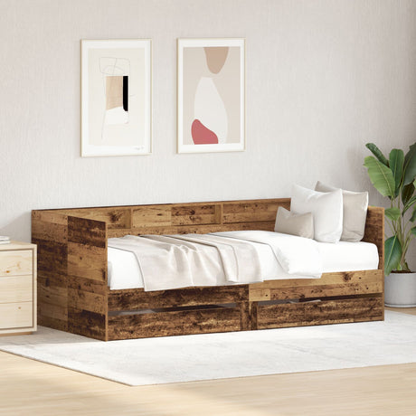 Daybed With Drawers Old Wood Engineered Wood 90 X 200 Cm Durable