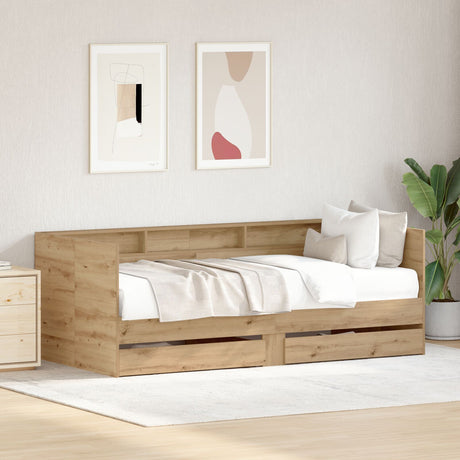 Daybed With Drawers Artisan Oak Engineered Wood 90 X 190 Cm