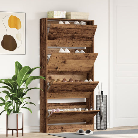 Shoe Cabinet Old Wood Engineered Wood 80 X 21 X 163.5 Cm Durable