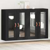Wall Mounted Cabinets 2 Pcs Black Oak 69,5X34X90 Cm Engineered Wood