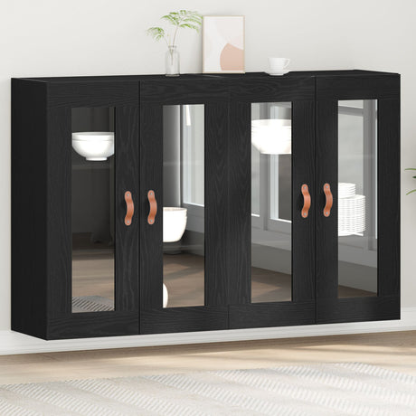 Wall Mounted Cabinets 2 Pcs Black Oak 69,5X34X90 Cm Engineered Wood