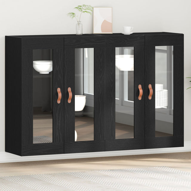 Wall Mounted Cabinets 2 Pcs Black Oak 69,5X34X90 Cm Engineered Wood