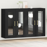 Wall Mounted Cabinets 2 Pcs Black Oak 69,5X34X90 Cm Engineered Wood