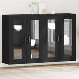 Wall Mounted Cabinets 2 Pcs Black Oak 69,5X34X90 Cm Engineered Wood