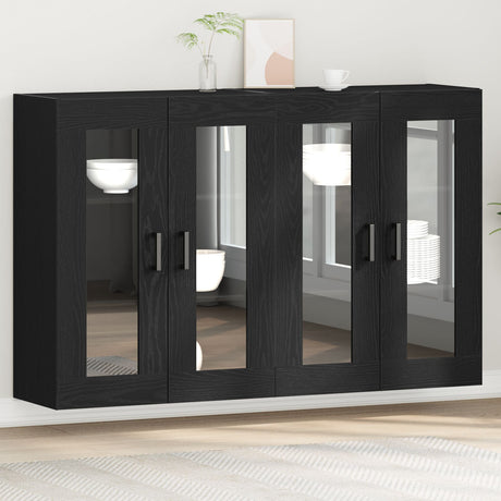 Wall Mounted Cabinets 2 Pcs Black Oak 69,5X34X90 Cm Engineered Wood