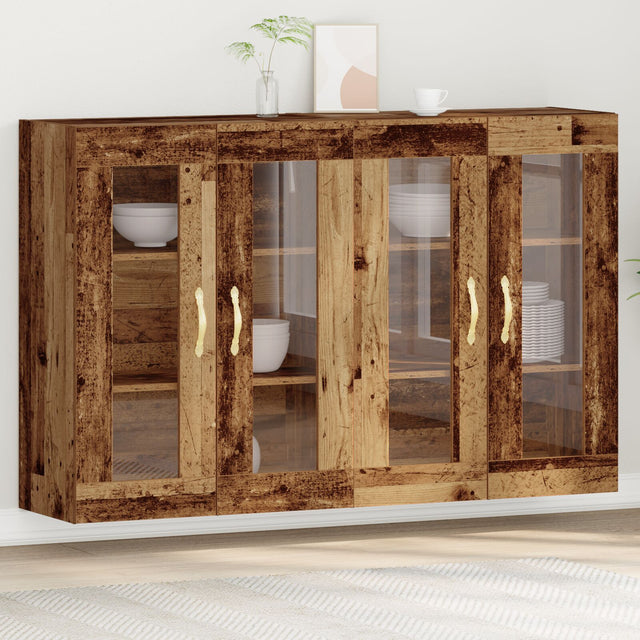 Wall Mounted Cabinets 2 Pcs Old Wood 69,5X34X90 Cm Engineered Wood