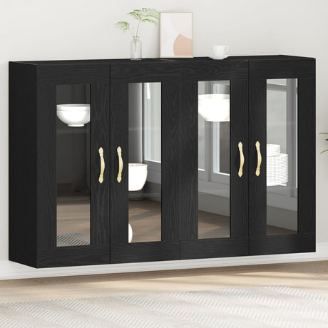 Wall Mounted Cabinets 2 Pcs Black Oak 69,5X34X90 Cm Engineered Wood