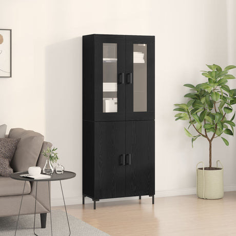 Sideboard With Wall Cabinet Black Oak Engineered Wood