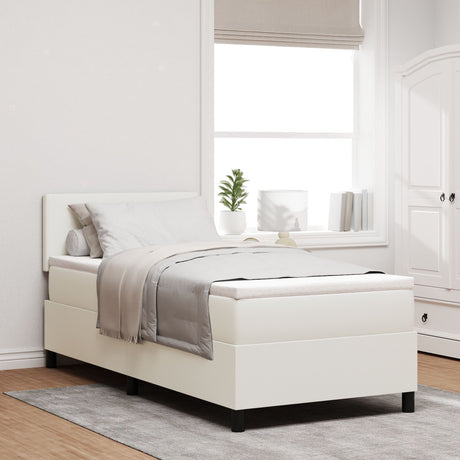 Box Spring Bed With Mattress Cream 80X200 Cm Corduroy Fabric