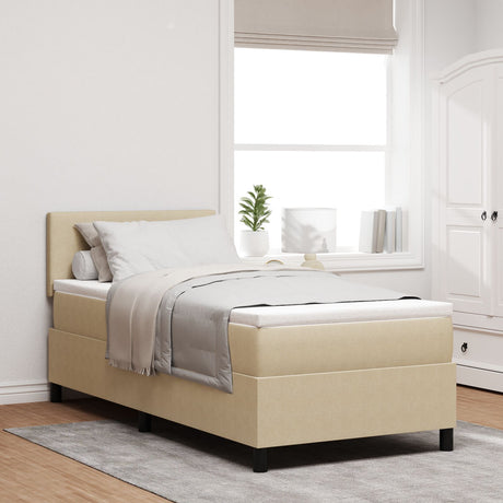 Box Spring Bed With Mattress Light Green Grey 80X200 Cm Corduroy Fabric