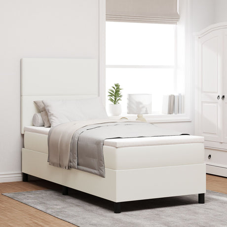 Box Spring Bed With Mattress Cream 80X200 Cm Corduroy Fabric