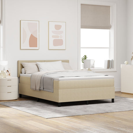 Box Spring Bed With Mattress & Led Light Green Grey 140X200 Cm Corduroy Fabric