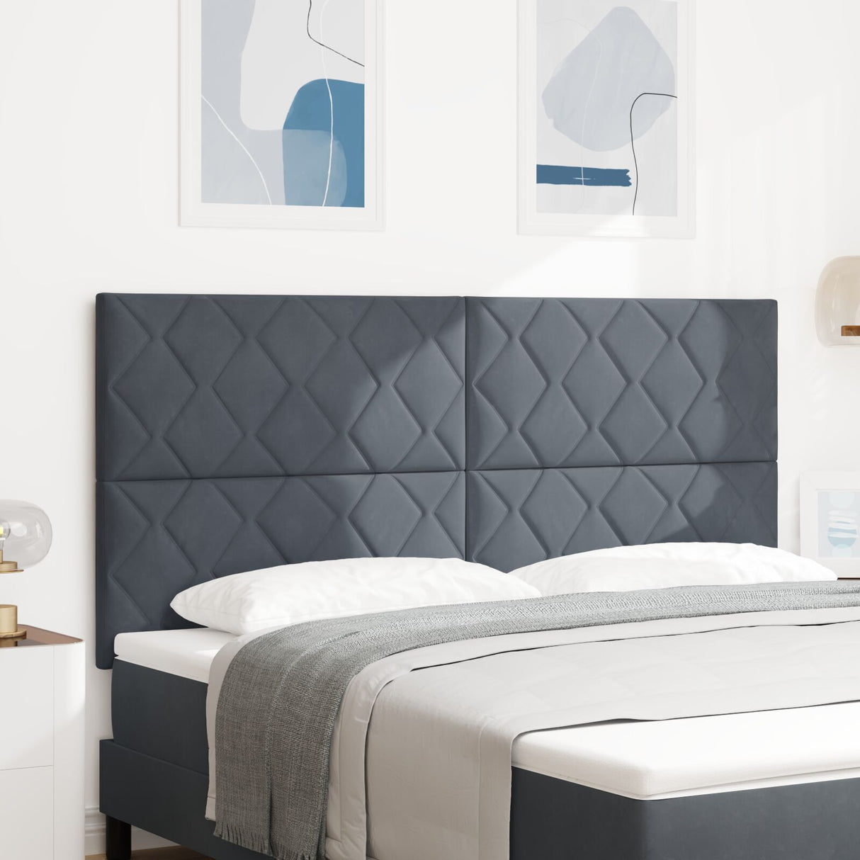 Headboard Diamond Blocks Design Velvet,  Headboard Diamond Blocks Design 160 Cm Velvet