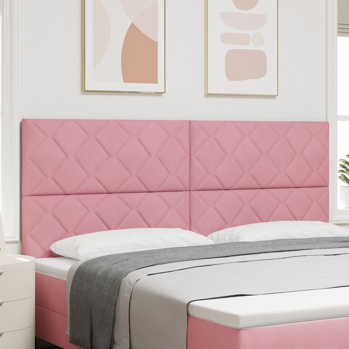 Headboard Diamond Blocks Design Velvet,  Headboard Diamond Blocks Design 160 Cm Velvet
