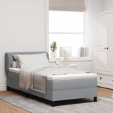 Box Spring Bed With Mattress Light Grey 90X200 Cm Fabric