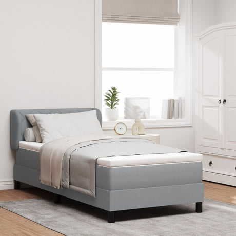 Box Spring Bed With Mattress Light Grey 90X200 Cm Fabric