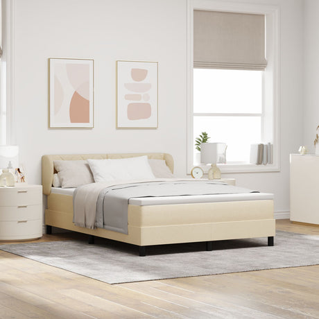 Box Spring Bed With Mattress In Cream, 140X200 Cm, Fabric