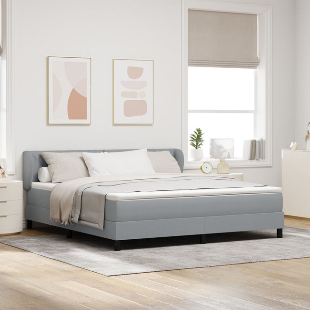 Box Spring Bed With Mattress Light Grey 180X200 Cm Fabric