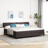 Box Spring Bed With Mattress Dark Brown 200X200 Cm Fabric