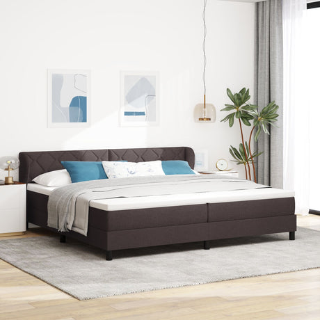 Box Spring Bed With Mattress Dark Brown 200X200 Cm Fabric
