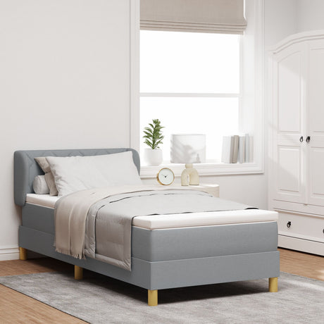 Box Spring Bed With Mattress - Light Grey, 90X200 Cm, Fabric