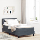 Box Spring Bed With Mattress In Dark Grey, 100X200 Cm, Velvet