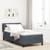 Box Spring Bed With Mattress In Dark Grey, 90X200 Cm, Velvet