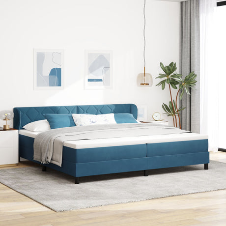Box Spring Bed With Mattress Dark Blue 200X200 Cm Velvet