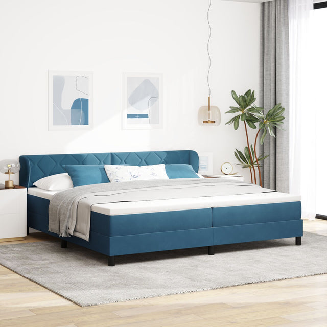 Box Spring Bed With Mattress Dark Blue 200X200 Cm Velvet