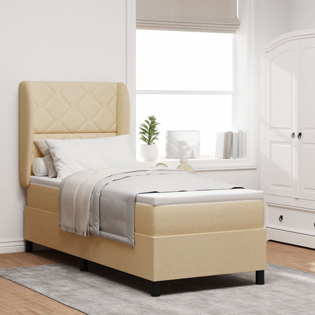Box Spring Bed With Mattress - Cream, 80X200 Cm Fabric